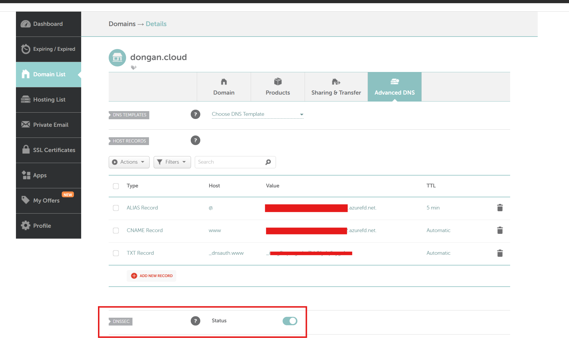 Namecheap DNS configuration