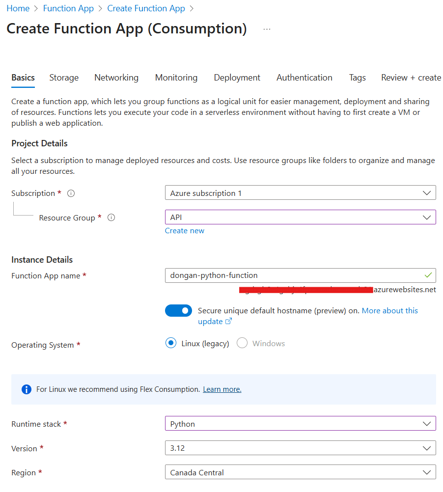 Basics Tab Configuration
