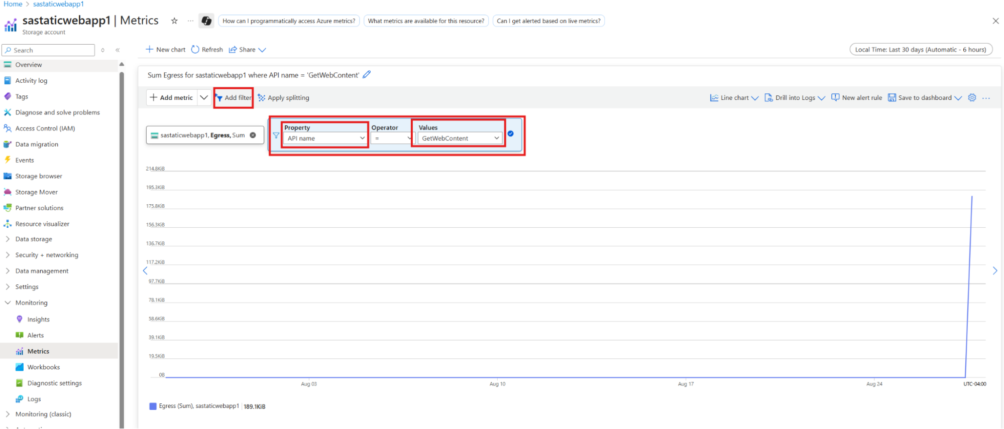Adding a filter for API name in metrics