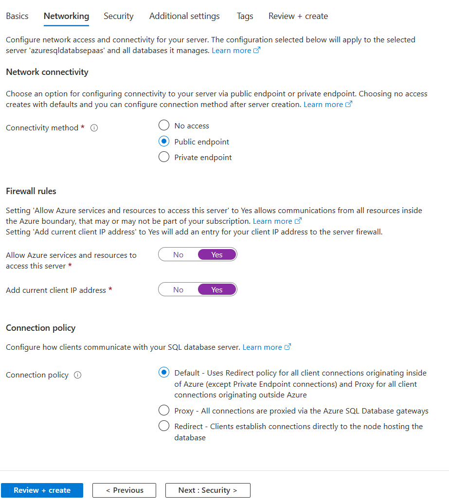Project 6 Image 64 - Create SQL Database Networking